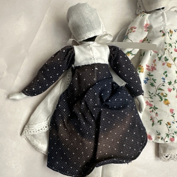 2 Vtg Porcelain Country Doll blue dot / Floral dress dollhouse 8.5" **read - Picture 10 of 10